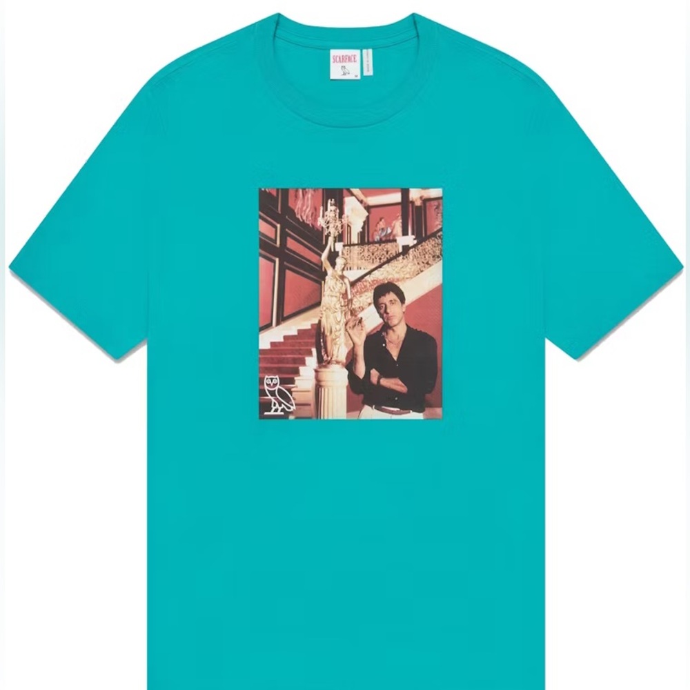 Octobers Very Own OVO X Scarface Collab Limited Edition T-Shirt Teal Size L NWT
